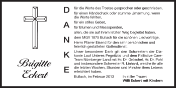 Traueranzeige von Brigitte Eckert von Pegnitz-Zeitung